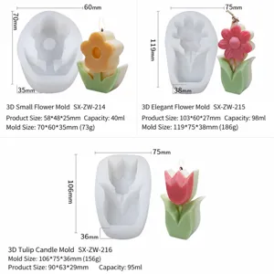 Molde de silicona para vela 3D flor tulipan jabon artesanal yeso fabricacion kit DIY