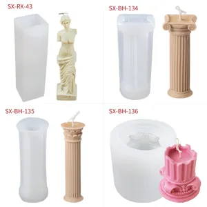 Silicone candle mold Roman pillar Venus statue DIY plaster craft making kit for home decor