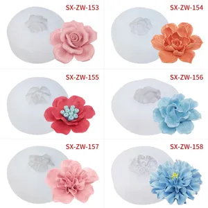 Set of 6 rose and flower silicone molds for candle making, chocolate, and DIY baking crafts.