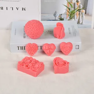 Moldes de silicona rosa corazon rosa vela jabones DIY hecho mano resina yeso decor