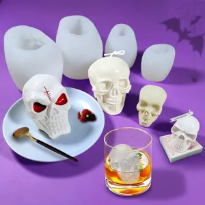 Halloween 3D Totenkopf Silikonform Flexible Lebensmittelechte Fondant Mousse Kuchen Eiswürfel Schokolade Duftkerze DIY Handwerksform