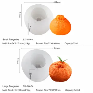 Moule en silicone pour bougie parfumée mandarine DIY artisanat forme de fruit dimensions