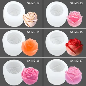 Silicone 3D rose flower mold set for making scented candles, handmade soaps, and resin crafts.