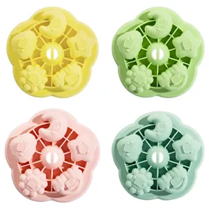 Silicone baby food steaming mold cute flower shaped set of four pastel colors kitchen tool