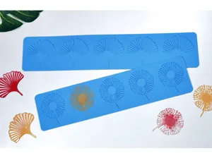Silicone cake border mold with ginkgo and dandelion patterns for DIY baking decoration.
