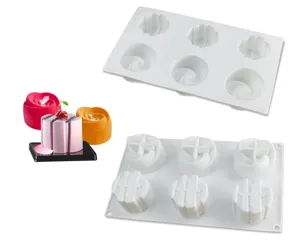 Molde de silicona para pastel de 6 cavidades DIY mousse francesa chocolate reposteria