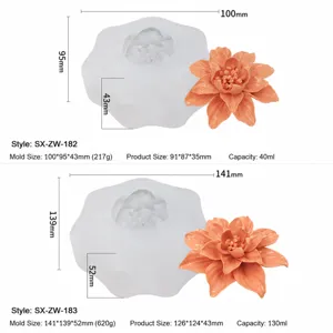 Magnolia flower silicone mold set for DIY epoxy resin scented candles and soap casting.
