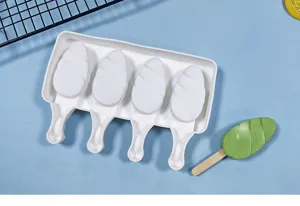 Vista dettaglio stampo gelato in silicone, stampo ghiacciolo goccia a 4 cavità per uso domestico.
