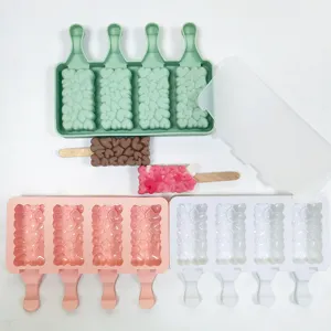 Stampo per Gelato a Cuore in Silicone a 4 Cavità Creatore di Ghiaccioli fai-da-te Dolci al Cioccolato Antiaderente Utensile da Forno