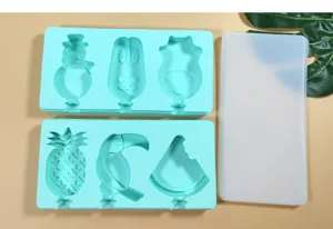 Moule à glace en silicone, fabricant de popsicles de dessin animé avec couvercle clair