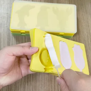 Silicone Ice Cream Popsicle Mold Cute Animal DIY Ice Lolly Maker with Lid Main
