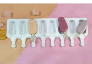 Moule à glace en silicone 8 cavités fabricant de popsicles DIY avec batonnets bois
