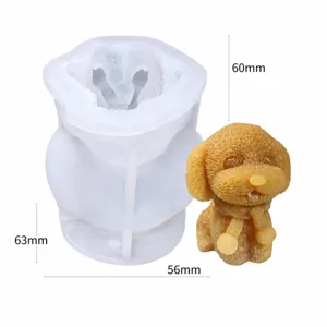 Cute teddy dog silicone mold for DIY ice cube, candle, and resin craft making, clear size.