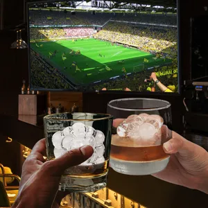 4-cavity silicone ice ball mold, DIY whiskey sphere ice maker for home bar use.