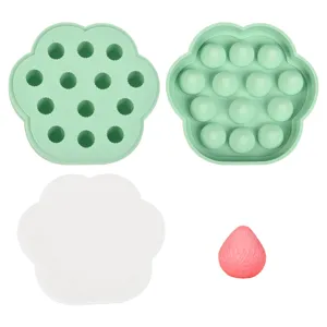 Silikon Katzenpfote Eiswuelfel Form Set mit Deckel, ideal fuer Gelee und Babynahrung.