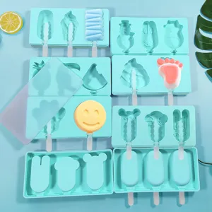 Ensemble de moules à glace en silicone avec couvercles, joli moule à sucette DIY pour enfants.