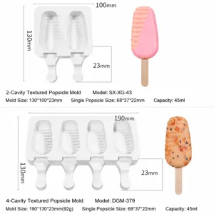 Moule à glace en silicone avec design à rayures diagonales, fabricant de crème glacée.