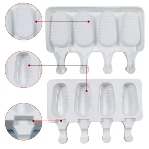 Moule a glace en silicone a 4 cavites texturee diy machine a creme glacee blanc