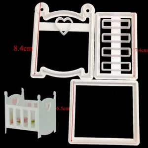 Baby crib cookie cutter plastic mold set for DIY fondant cake baking and pastry decorating tools