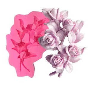 3D Rosenstrauß Silikonform Für Fondant Kuchendekoration Seife Kerze Gips Harz Bastelform Blumenbündel Backwerkzeug