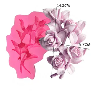 Rosen Blumen Silikonform fuer Fondant Seife Kerze und Epoxidharz Gieszen Details.