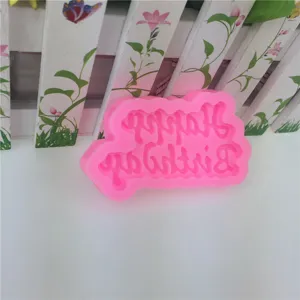 Stampo in silicone per fondente con scritta happy birthday, ideale per dolci e torte.