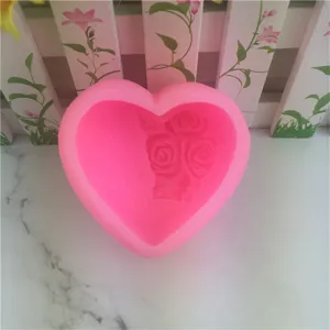 Stampi in silicone a cuore rosa con rosa e testo I LOVE U per fai da te dolci sapone cioccolato