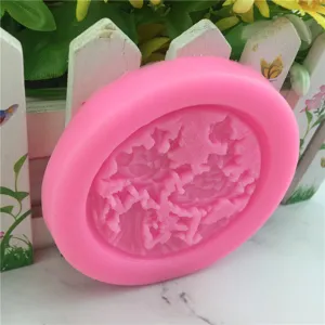 Silikon Fondantform rosa oval chinesischer Stil Pfingstrose Schokolade Kuchen Backwerkzeug