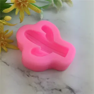 Small pink cactus silicone mold for DIY fondant, chocolate, and succulent cake decorating tool.