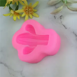 Pink cactus silicone mold for fondant cake decorating chocolate crafting DIY baking tool.