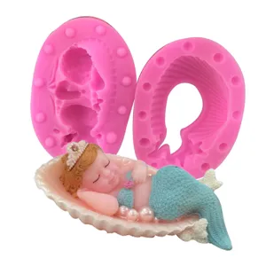 3D Mermaid Silicone Mold For Birthday Party Handmade Soap Candle Fondant Cake Chocolate Resin Clay DIY Craft Baking Molds