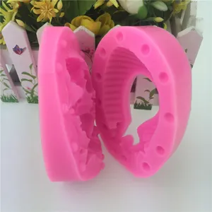 Detailed view of the pink 3d silicone mold for fondant cake, candle and resin DIY crafts.