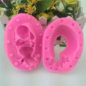 3D mermaid silicone mold for DIY fondant cake, candle making, and resin craft decoration.