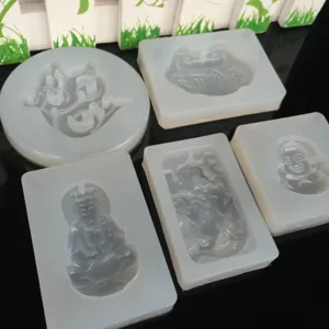Siliconen mal set voor DIY epoxy hars hangers, met Buddha, Guanyin en slot ontwerpen.