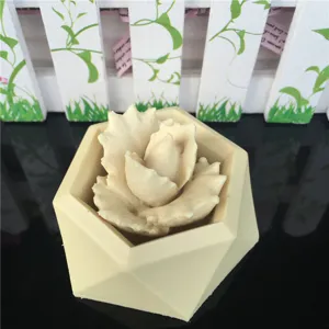 Hexagonal silicone flower pot mold for DIY epoxy resin, candle, and plaster crafts.