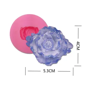 Vista dettagliata dello stampo in silicone per fiori di garofano con dimensioni.