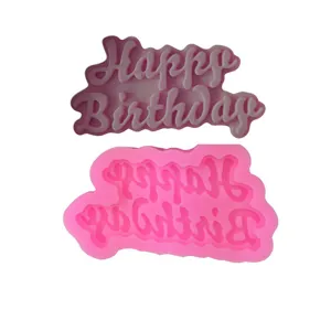 Stampo in Silicone Happy Birthday per Fondente Liquido Decorazione Torte Pasticceria Cioccolato Strumento di Decorazione