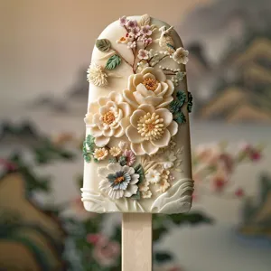 Silicone Floral Ice Cream Mold 3D Relief Popsicle Mold DIY Baking Tool Creative Dessert Mold Kitchen Accessory