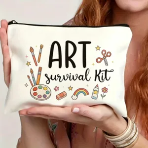 Leinwand Reißverschlusstasche Detail mit Kunst Design, ideal als Kosmetiktasche Etui.