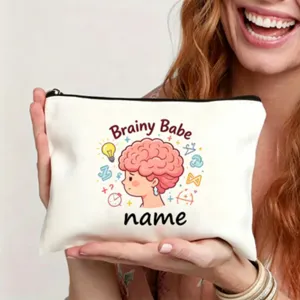 Personalisierte Canvas Federmäppchen Name Make-up Tasche Student Schreibwaren süße Cartoon Tasche