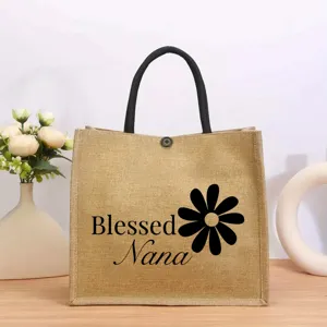 Borsa tote in iuta con simpatico design Nana, regalo perfetto per la nonna, borsa a mano resistente.