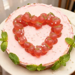 Strawberry heart mousse cake silicone mold decoration baking tool pink dessert top view