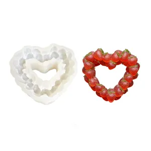 Silicone mold heart shape strawberry fruit ring fondant mousse cake decoration baking tool
