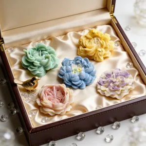 Exquisite 3D Duftkerzen im Blumen-Design in Luxus-Geschenkbox für Heimdekoration und Geschenke.