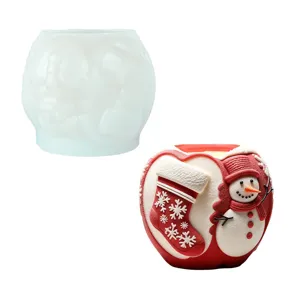 Moule en silicone pomme de Noël 3D bonhomme de neige bas gâteau chocolat bougie