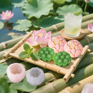 Lotus Flower And Pod Pastry Silicone Mold Chinese Dim Sum Mung Bean Cake Baking Tool DIY Dessert Fondant Mold
