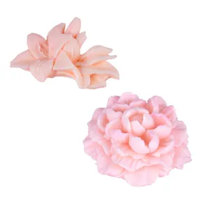 Pink flower silicone mold set for DIY peony and lily cake decorating dessert baking tools