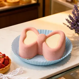 Pink bow mousse cake silicone mold heart shaped pastry baking tool for DIY dessert 1pc