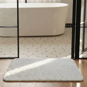 Alfombra de baño flocada espesada antideslizante absorbente alfombrilla lisa para el baño