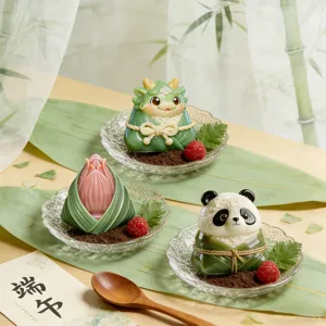Cute Dragon Boat Festival silicone mold for panda dragon lotus mousse cake chocolate ice cream